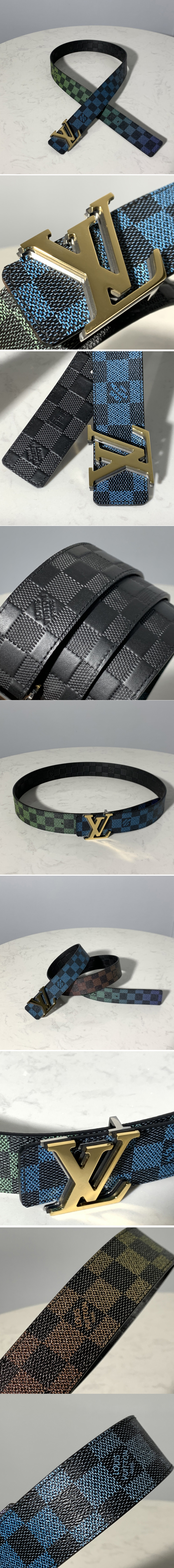 Replica Louis Vuitton M0249V LV Initiales 40mm reversible belt in Damier Rainbow canvas