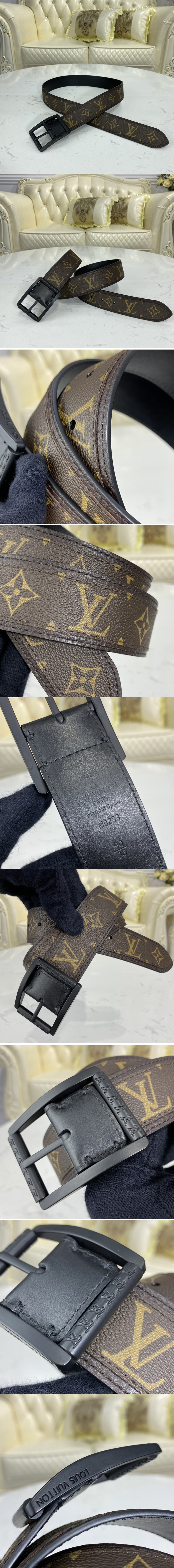 Replica Louis Vuitton M0283V LV Reverso 40mm reversible belt In Monogram/Brown With PVD Buckle