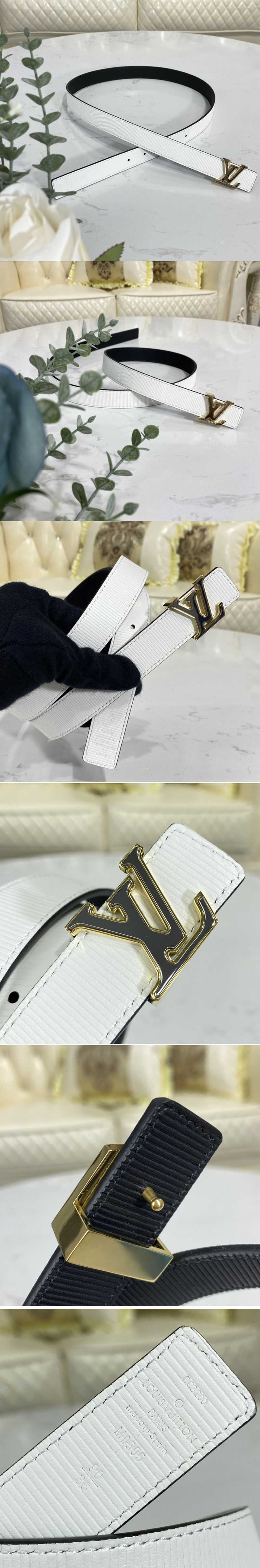 Replica Louis Vuitton M0305V LV Iconic Pearlfection 25mm Reversible belt In Black/White Calf leather