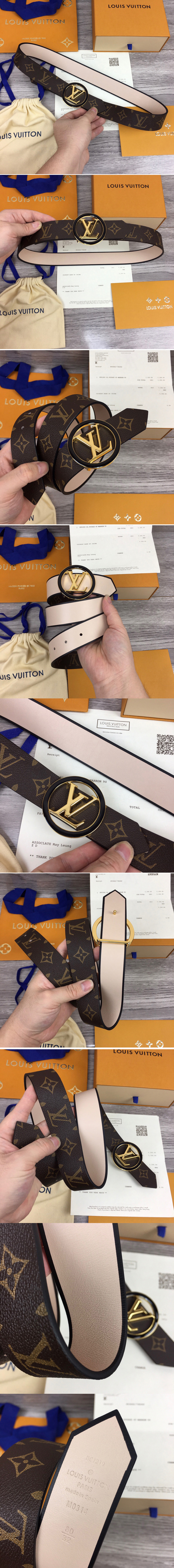 Replica Louis Vuitton M0314U LV All Around 35mm reversible belt in Cream/Black/Monogram