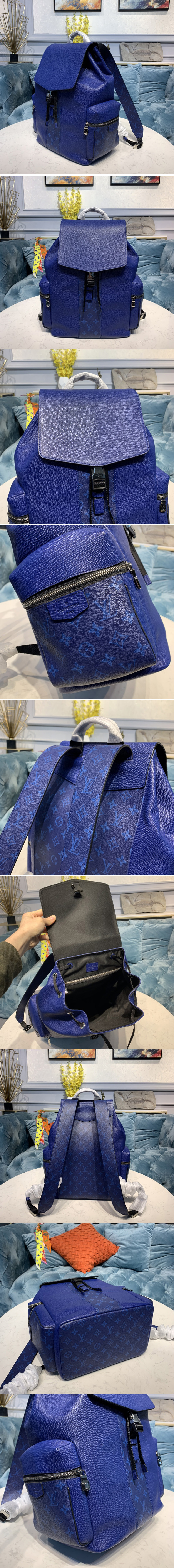 Replica Louis Vuitton M30419 LV Outdoor backpack in Taiga leather with Monogram Eclipse canvas