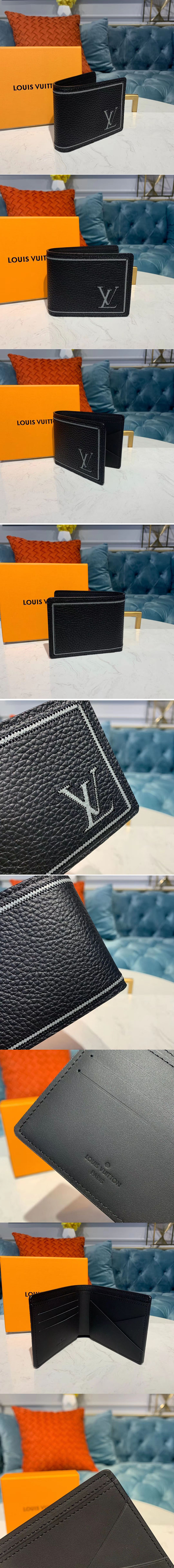 Replica Louis Vuitton M68236 LV Multiple Wallet Black Taurillon leather