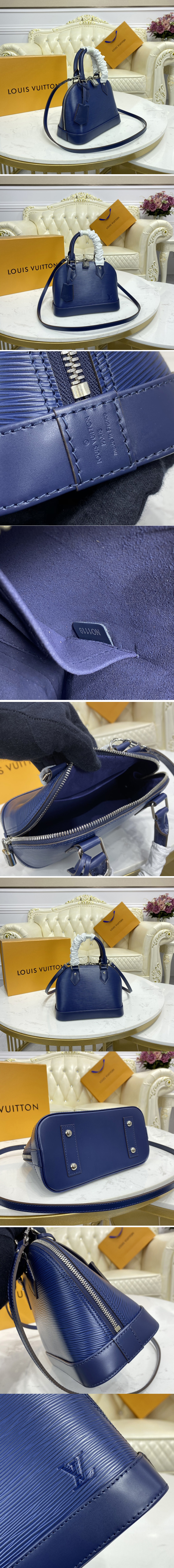 Replica Louis Vuitton M40855 LV Alma BB handbag in Indigo Blue Leather