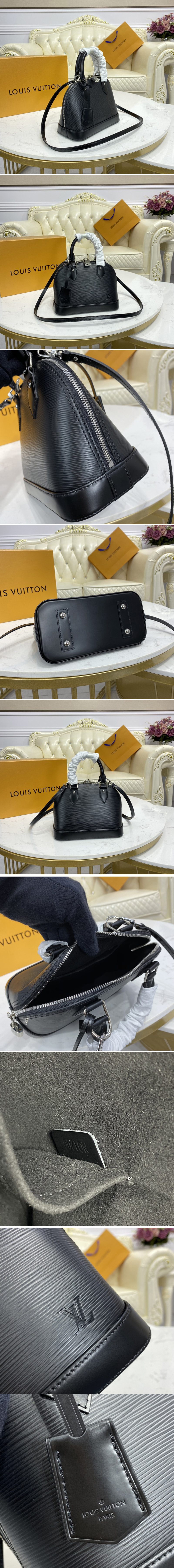 Replica Louis Vuitton M40862 LV Alma BB handbag in Black Epi Leather