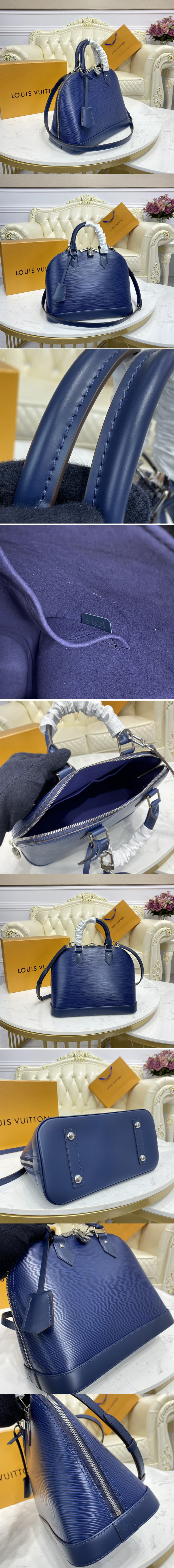 Replica Louis Vuitton M40302 LV Alma PM handbag in Blue Epi Leather