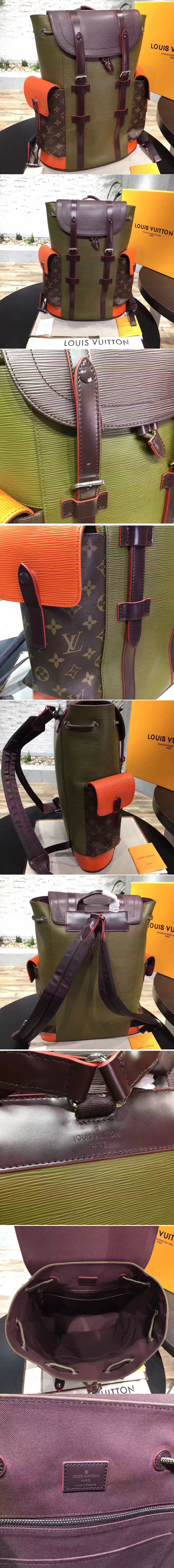 Replica Louis Vuitton M41709 Monogram Canvas and Epi Christopher PM Backpack Green 