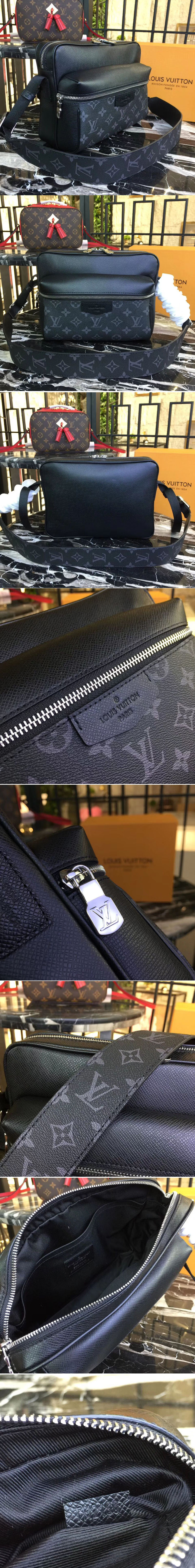 Replica Louis Vuitton M43843 LV Monogram Canvas Messenger PM Black