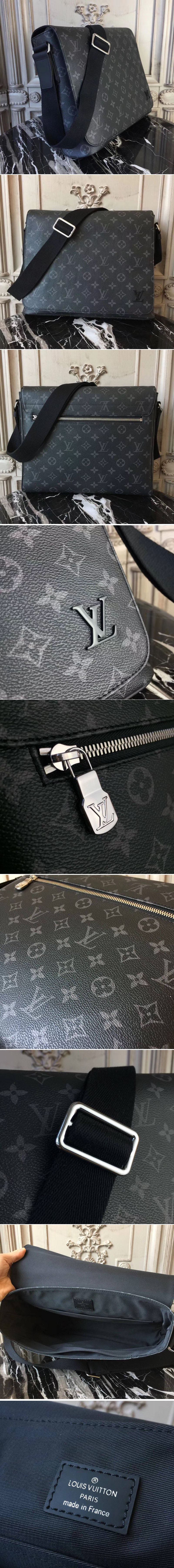 Replica Louis Vuitton M44000 Monogram Eclipse Canvas District PM Bags