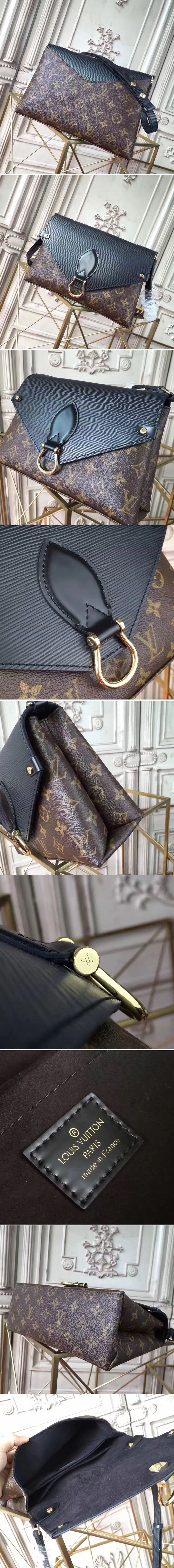 Replica Louis Vuitton M44033 Saint Michel Monogram Canvas and Epi Leather Black 