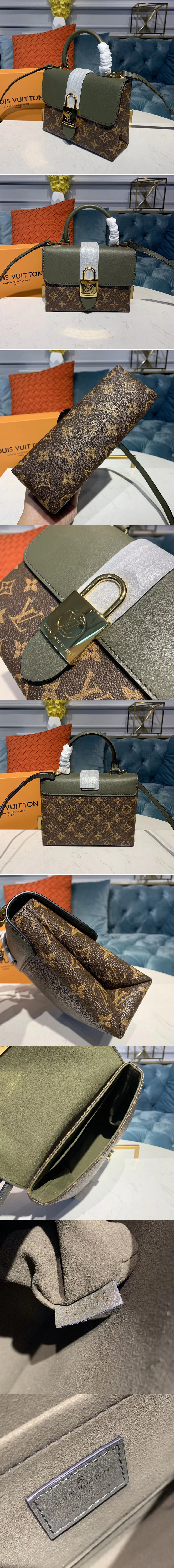 Replica Louis Vuitton M44797 LV Locky BB bags Monogram Canvas And Green smooth leather