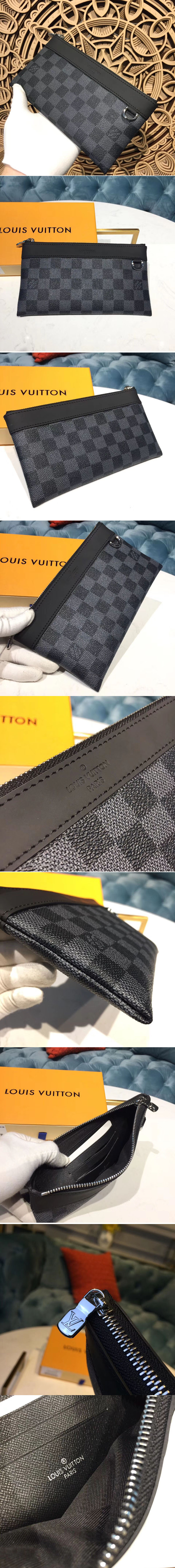 Replica Louis Vuitton M44323 LV Pochette Discovery PM Damier Graphite Canvas