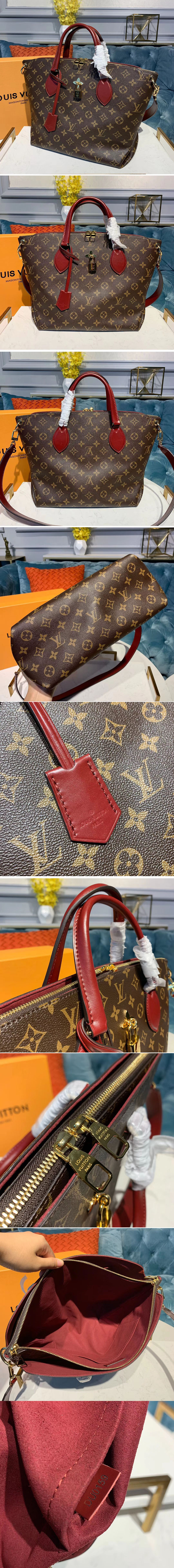 Replica Louis Vuitton M44348 LV Flower Zipped Tote MM Bags Monogram Canvas Bordeaux