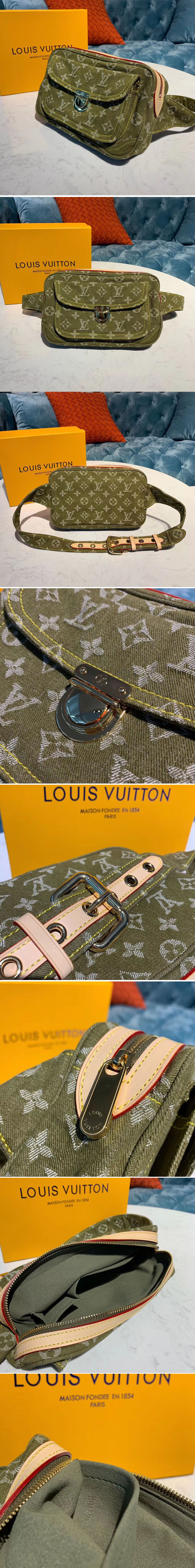 Replica Louis Vuitton M44466 Bumbag Bag Green Monogram Denim