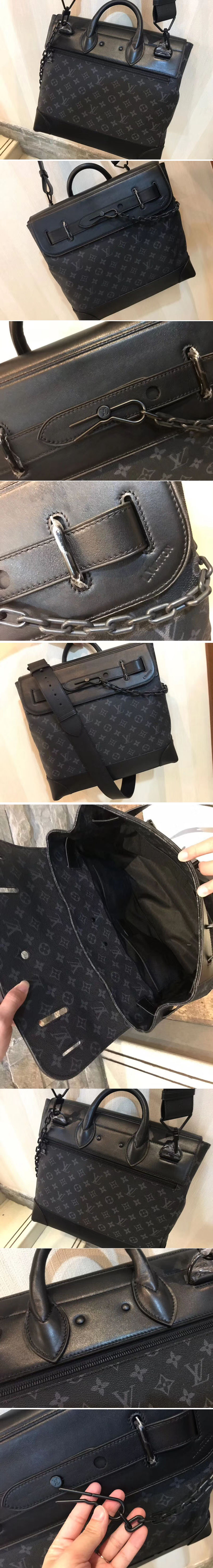 Replica Louis Vuitton M44473 LV Steamer PM Bags Monogram Eclipse Canvas