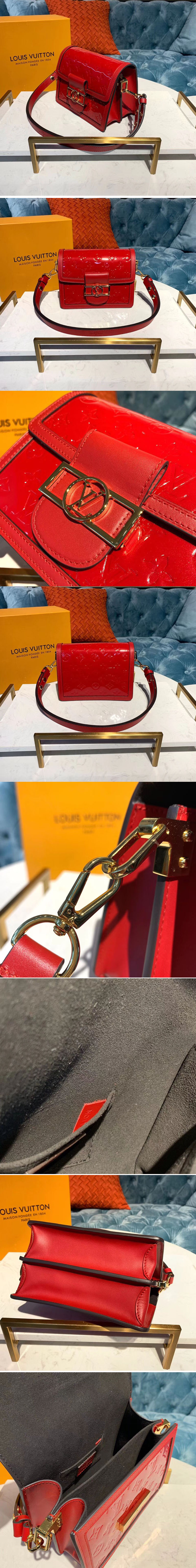 Replica Louis Vuitton M44580 LV Mini Dauphine Red Monogram Vernis