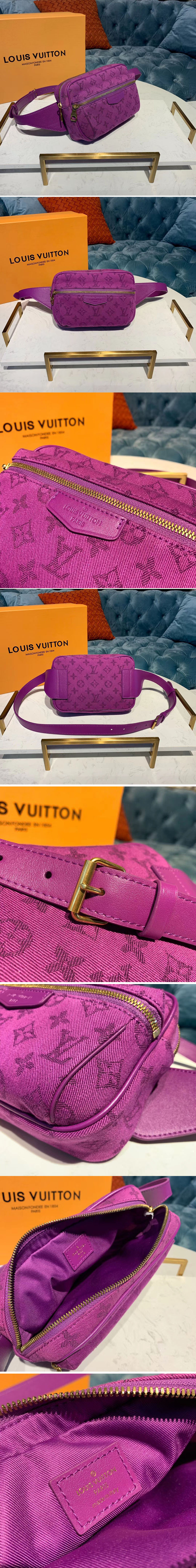 Replica Louis Vuitton M44624 LV Outdoor bumbag Purple Monogram Denim