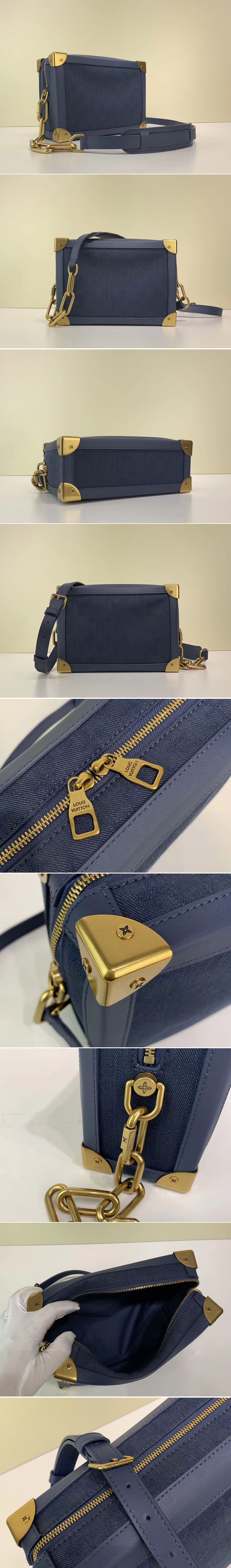 Replica Louis Vuitton M44723 LV Soft Trunk Bags Blue Monogram Denim