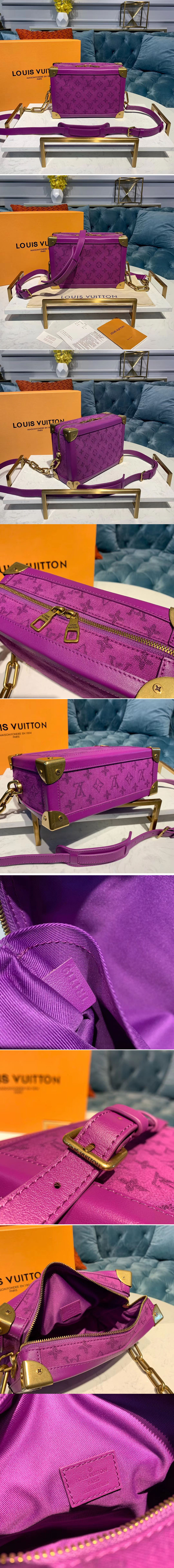 Replica Louis Vuitton M44723 LV Soft Trunk Bags Purple Monogram Denim