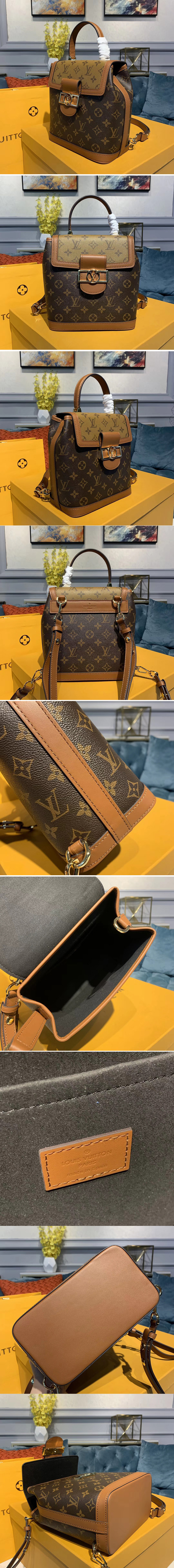 Replica Louis Vuitton M44827 LV Dauphine Backpack Monogram and Monogram Reverse canvas