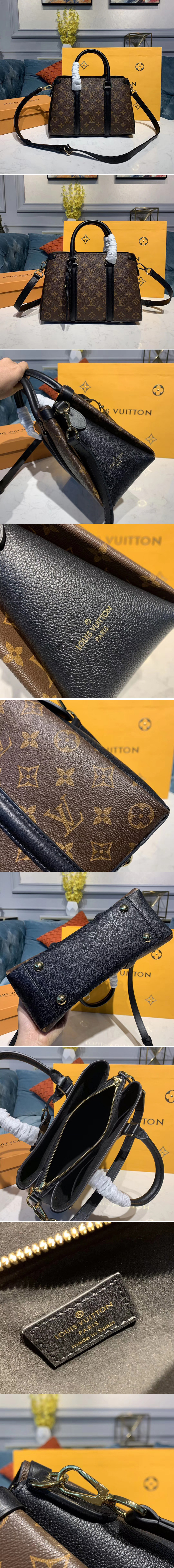 Replica Louis Vuitton M44815 LV Soufflot BB Bags Monogram Canvas With Black Calf Leather