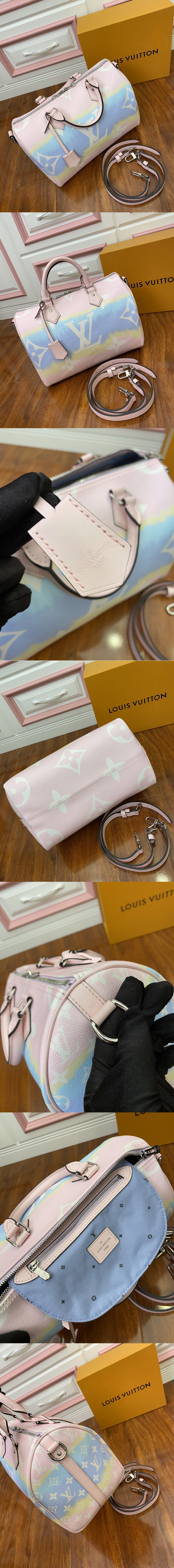 Replica Louis Vuitton M45123 LV Escale Speedy Bandouliere 30 Bag in Pink Monogram Canvas