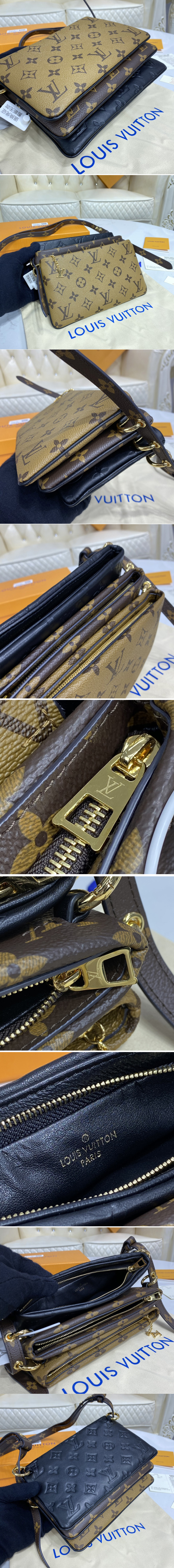 Replica Louis Vuitton M45412 LV LV3 Pouch in Lambskin, Monogram and Monogram Reverse coated canvas