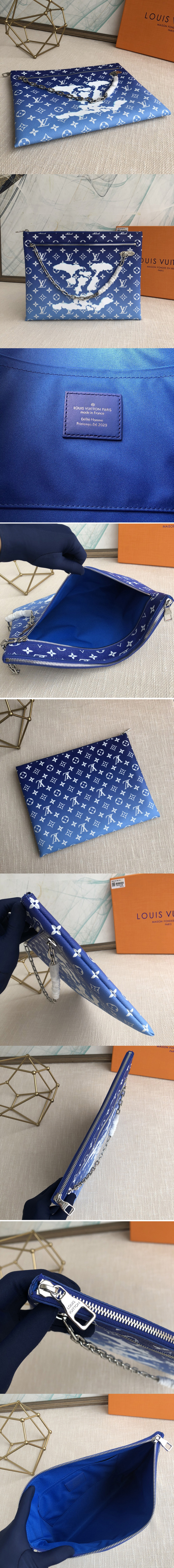 Replica Louis Vuitton M45480 LV Virgil Abloh Etui Voyage GM in Blue Monogram Canvas