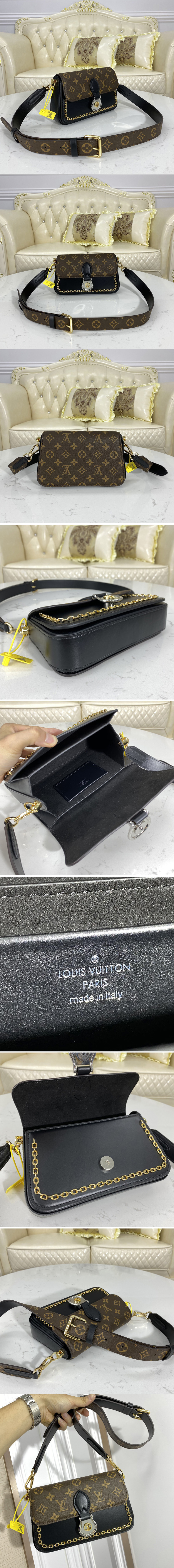 Replica Louis Vuitton M45559 LV Neo Saint Cloud in Monogram canvas with smooth black leather