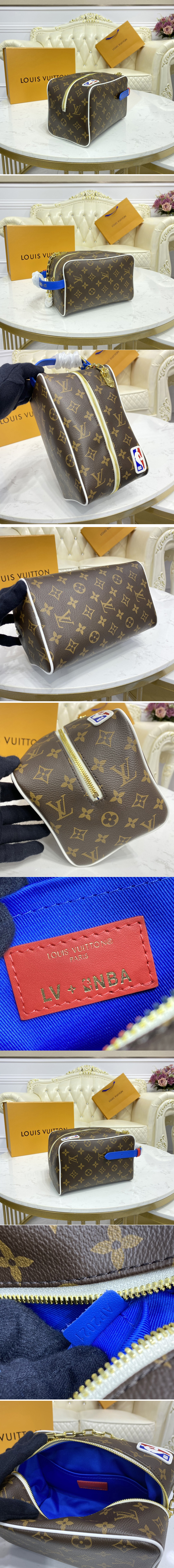 Replica Louis Vuitton M45588 LV LVxNBA Cloakroom Dopp Kit bag In Monogram coated canvas