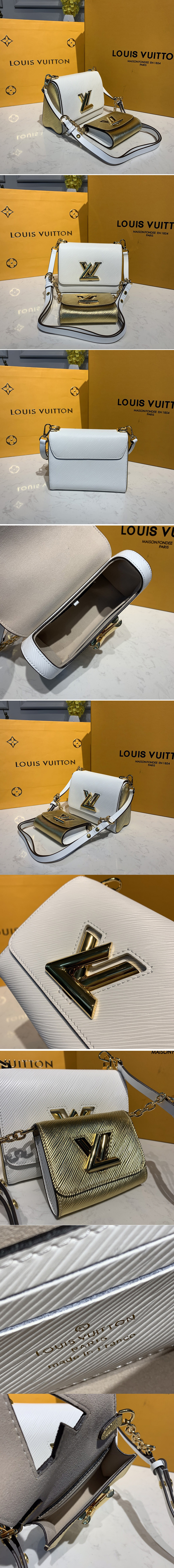 Replica Louis Vuitton M50332 LV Twist PM chain bag in White/Gold Epi leather