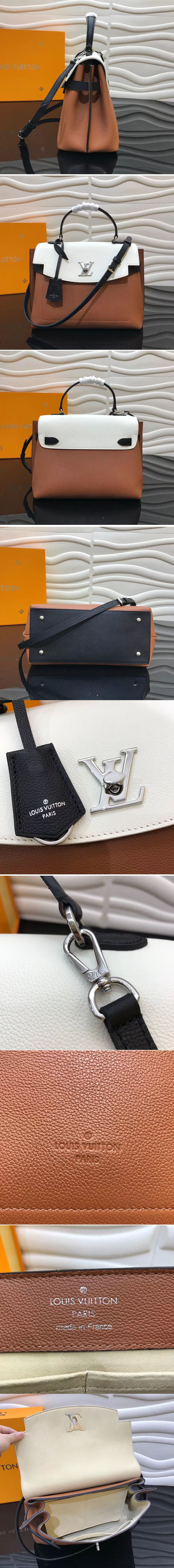 Replica Louis Vuitton M52360 LV Lockme Ever Lockme Soft calfskin Bags Caramel Creme Noir