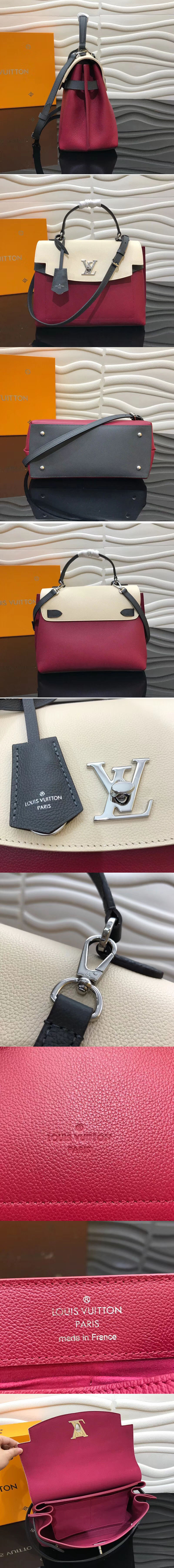 Replica Louis Vuitton M52431 LV Lockme Ever Lockme Soft calfskin Bags Lie De Vin Etain Creme