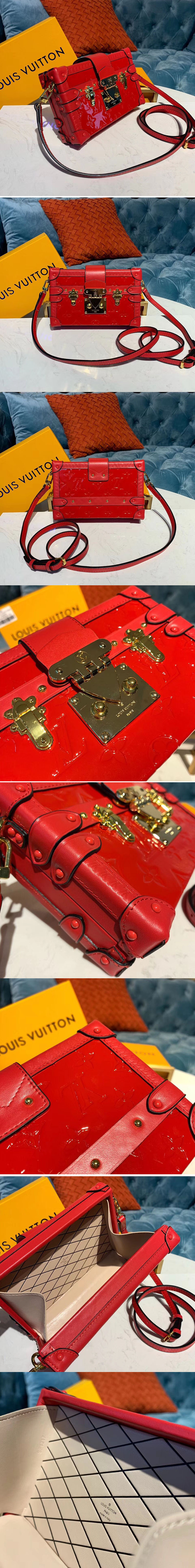 Replica Louis Vuitton M54181 LV Petite Malle Bags Red Monogram Vernis