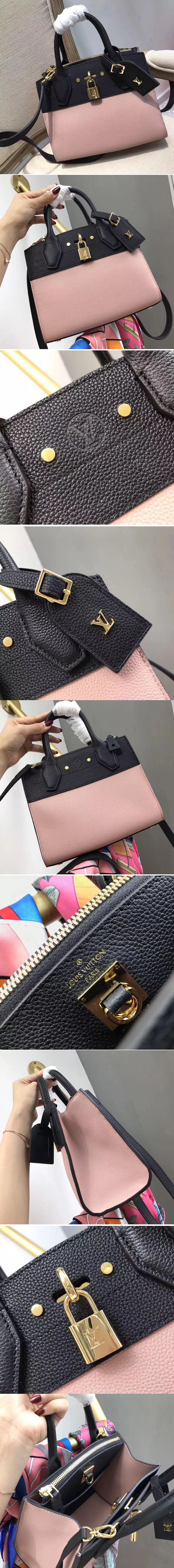 Replica Louis Vuitton M53804 LV City Steamer Mini Bags Black/Pink Taurillon leather