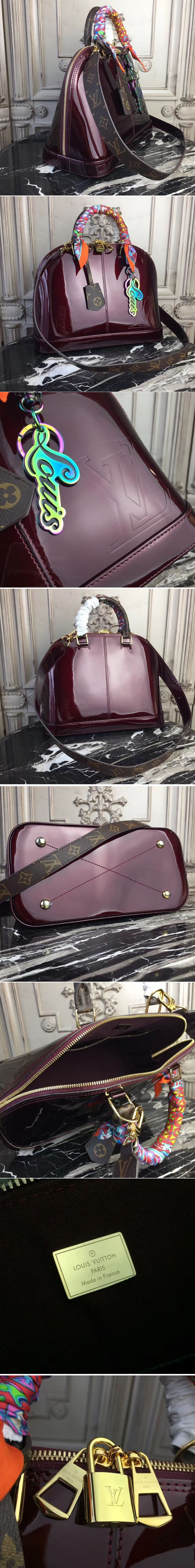 Replica Louis Vuitton M54395 Alma PM Patent Leather Bags Burgundy