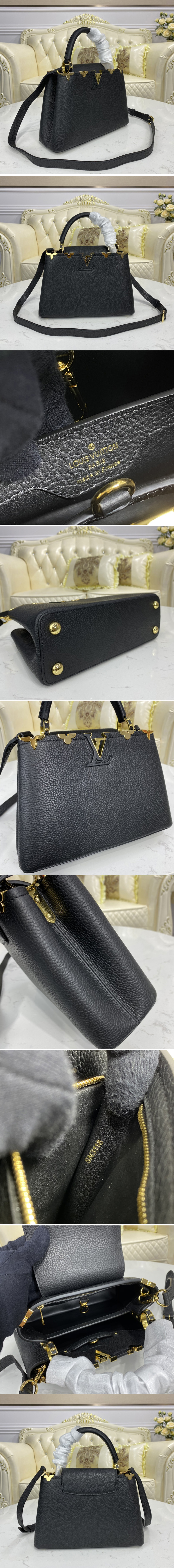 Replica Louis Vuitton M54663 LV Capucines PM bag in Black Taurillon leather