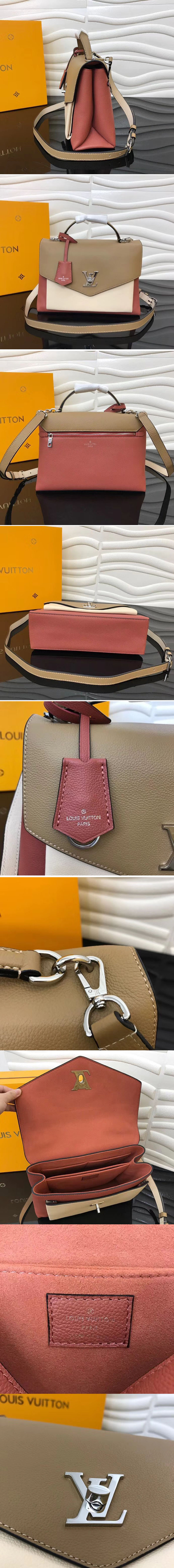 Replica Louis Vuitton M53506 LV Soft Calfskin MyLockme Lockme Bags Vieux Rose Sesame Creme