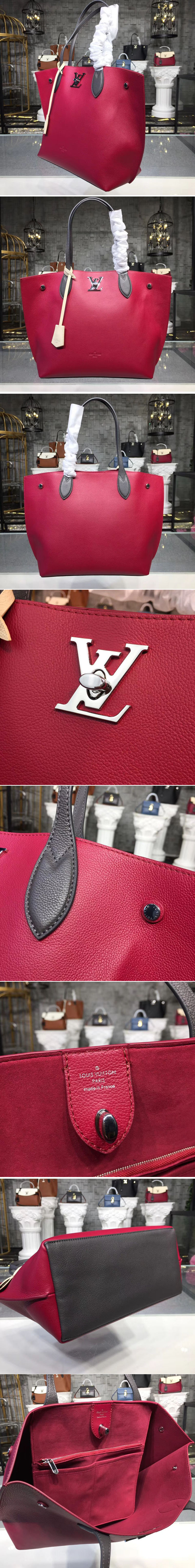 Replica Louis Vuitton M55028 LV Lockme Cabas Bags Soft calfskin Leather Red