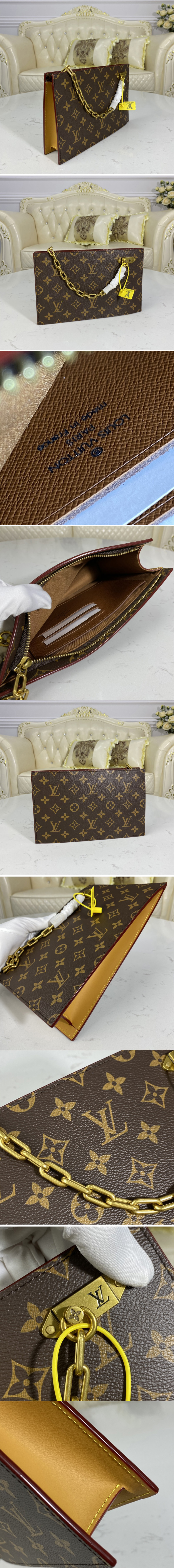 Replica Louis Vuitton M55646 LV Chain Clutch in Monogram coated canvas