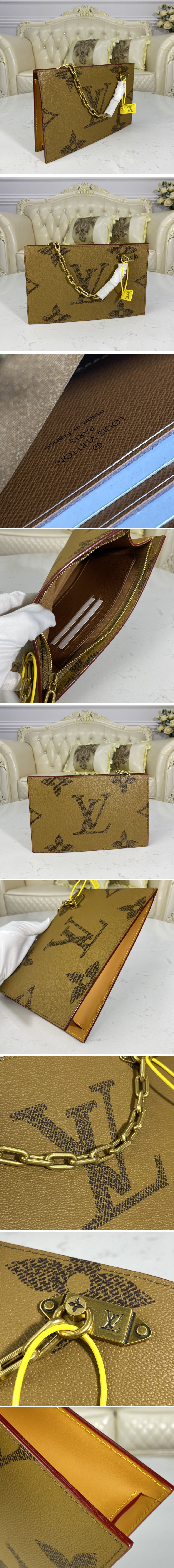 Replica Louis Vuitton M55646 LV Chain Clutch in Monogram coated canvas