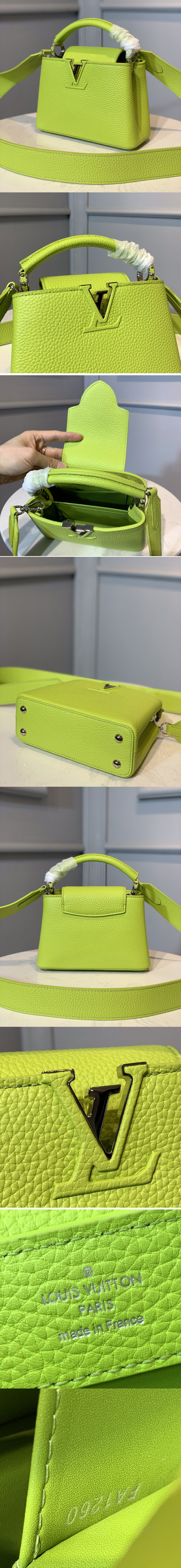 Replica Louis Vuitton M56754 LV Capucines Mini handbag In Green Taurillon leather