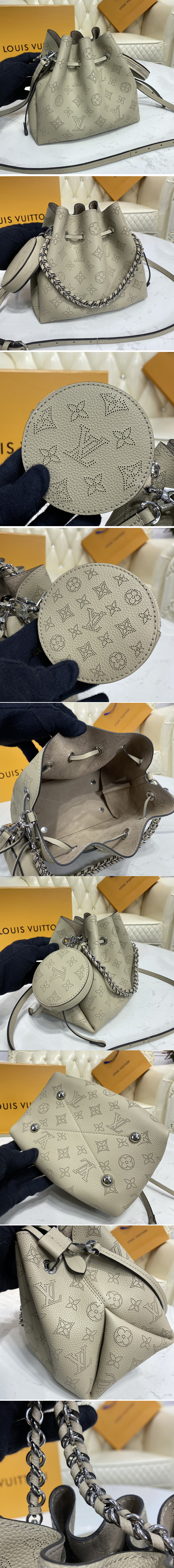 Replica Louis Vuitton M57201 LV Bella bucket bag in Galet Gray Mahina calf leather