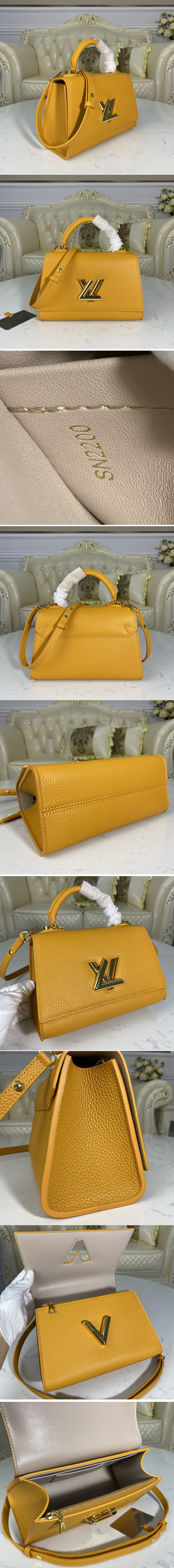 Replica Louis Vuitton M57136 LV Twist One Handle PM handbag in Saffron Taurillon leather