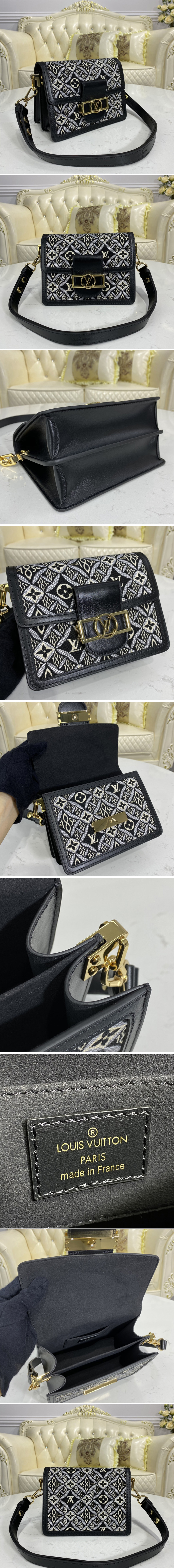 Replica Louis Vuitton M57172 LV Since 1854 Dauphine Mini handbag in Gray Jacquard Since 1854 textile