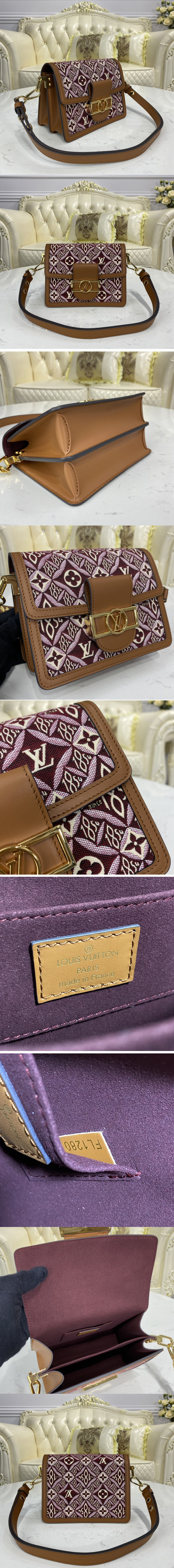 Replica Louis Vuitton M57172 LV Since 1854 Dauphine Mini handbag in Bordeaux Jacquard Since 1854 textile