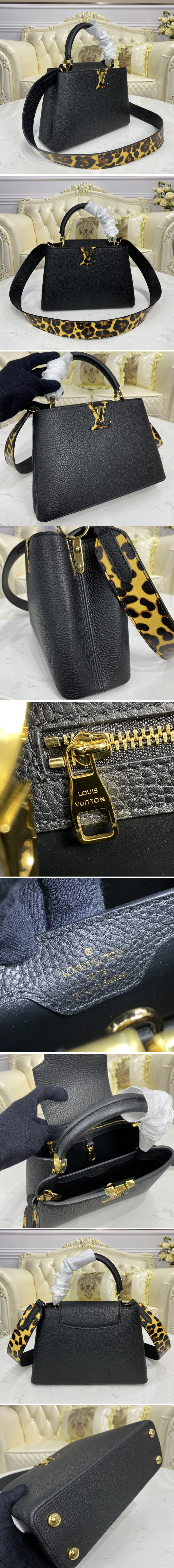 Replica Louis Vuitton M57215 LV Capucines BB handbag in Black Taurillon leather