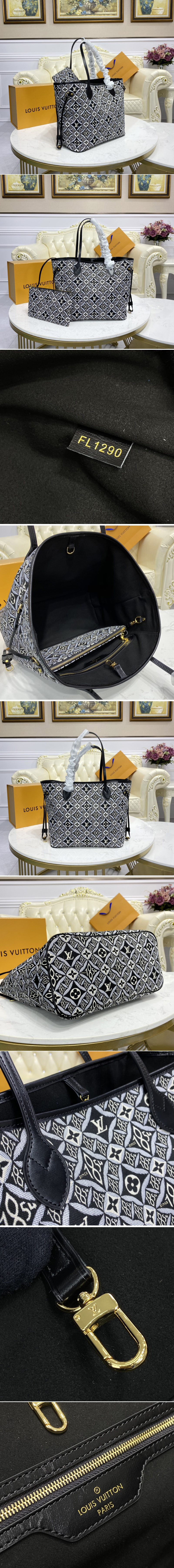 Replica Louis Vuitton M57230 LV Since 1854 Neverfull MM tote bag in Gray Jacquard Since 1854 textile