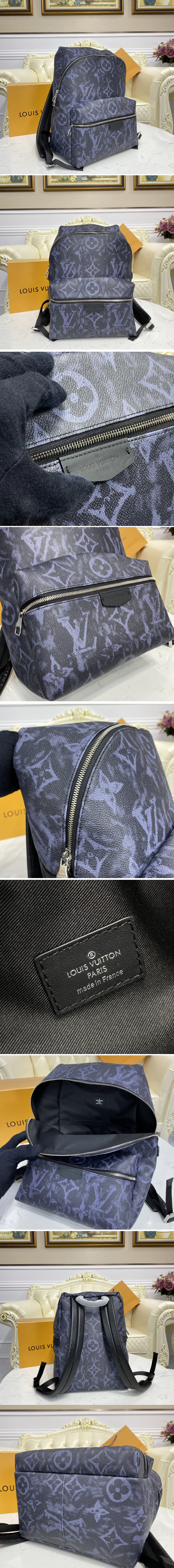 Replica Louis Vuitton M57274 LV Discovery Backpack PM in Monogram Pastel Noir coated canvas