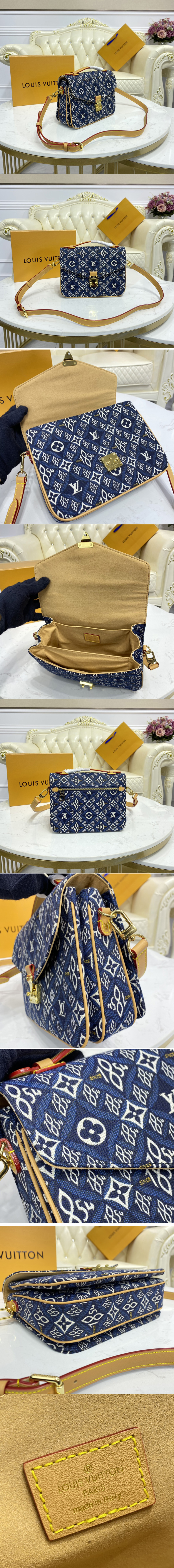 Replica Louis Vuitton M57395 LV Pochette Métis handbag in Blue Jacquard Since 1854 textile