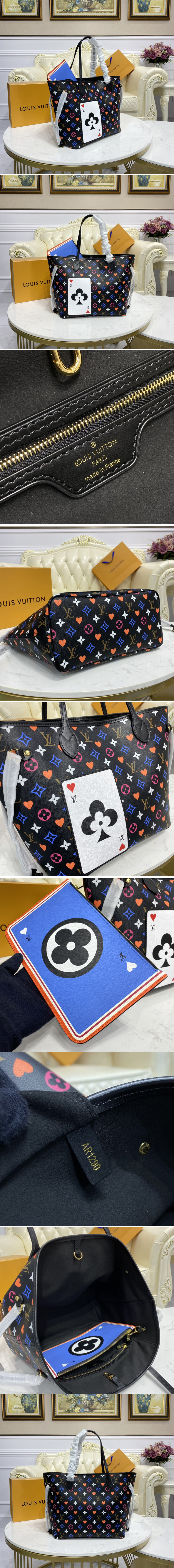 Replica Louis Vuitton M57483 LV Game On Neverfull MM tote Bag in Black Transformed Game On Monogram canvas